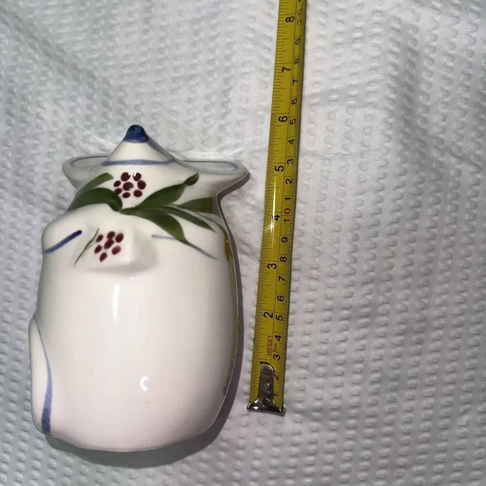 Vintage MOUSE Parmesan CHEESE SHAKER Flower Large Ceramic Grated 5.5”